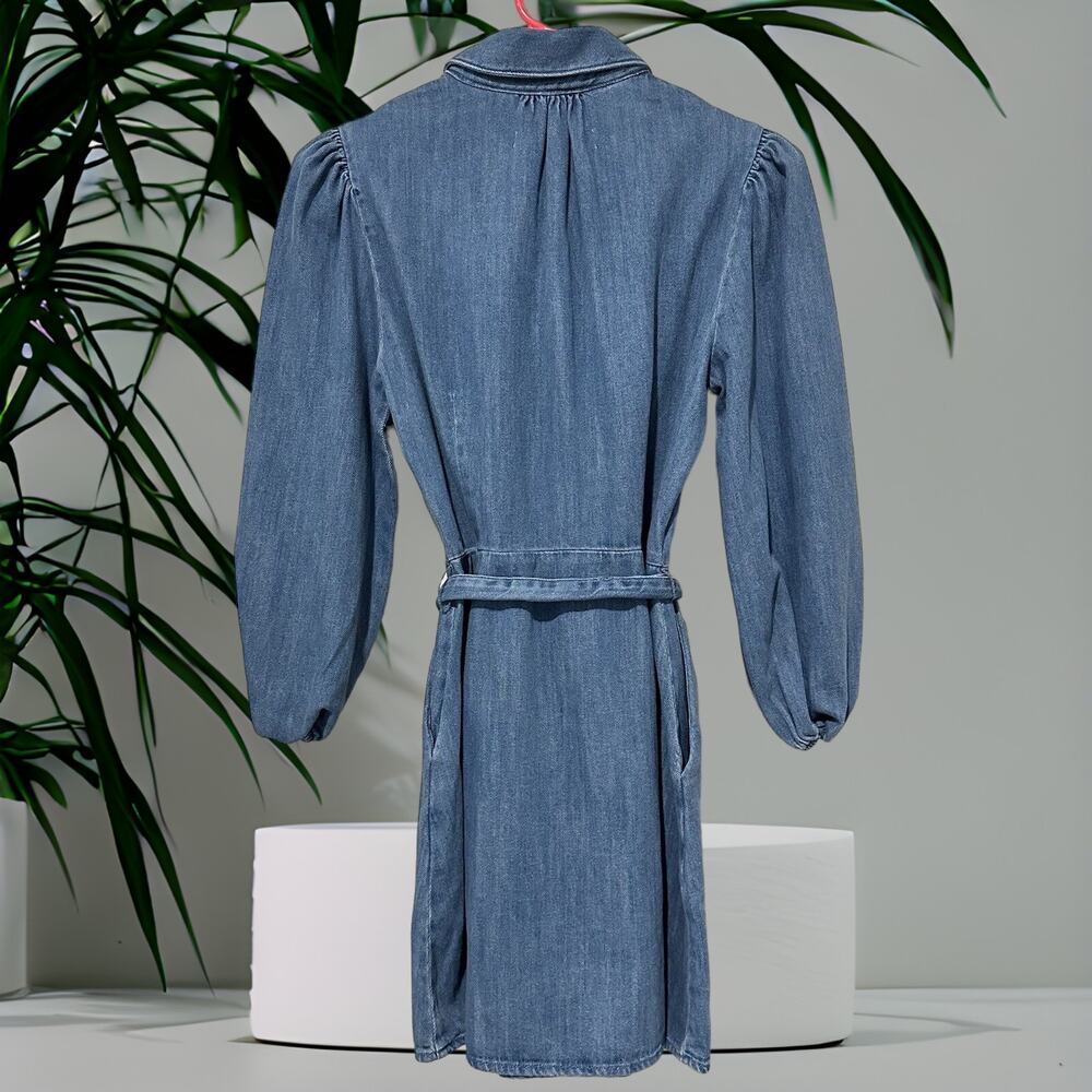 NWT - Zara Denim Belted Shirt Mini Dress Size: M - Picture 4 of 10